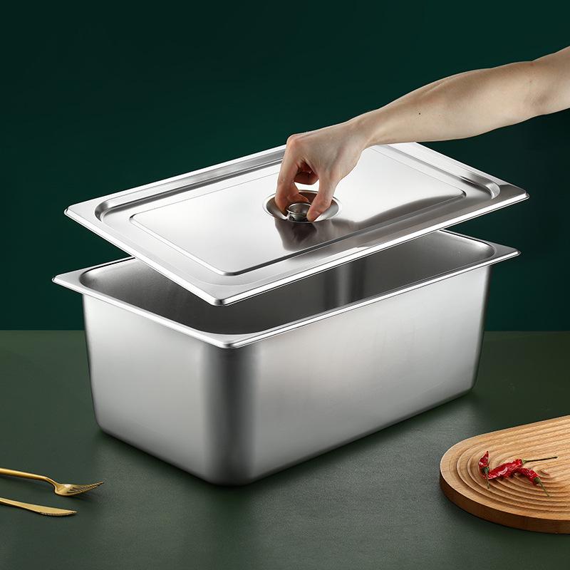 Квадратная сервировочная миска из нержавеющей стали с крышкой для фаст-фуда, молочного чая, приправ или горячих блюд