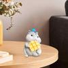2 Pcs Hamster Figurine Resin Hamster Eating Cheese Statue Cartoon Animal Ornament for Home Office Desk Car Dashboard Decoration