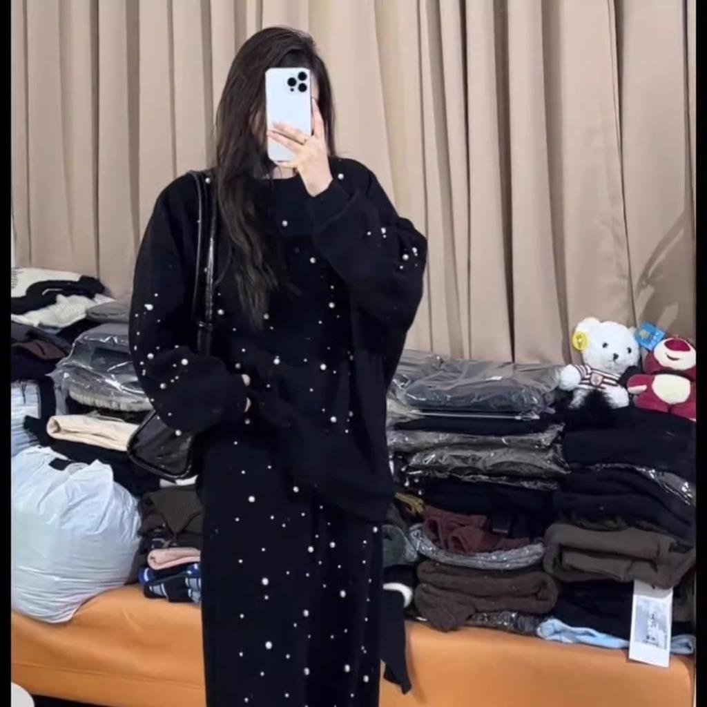 Плюс размер Весна и Осень Бисерный Длинный Рукав Толстовка Эластичный Высокая Талия Прямые Брюки Костюм