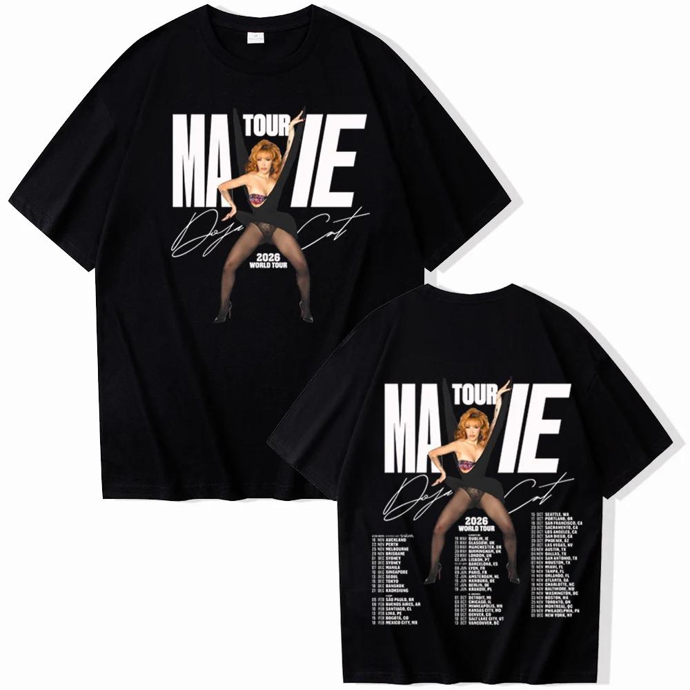 Футболка с графическим принтом Doja Cat Ma Vie World Tour Мужская Женская Харадзюку Круглый вырез Повседневная Хлопковая Футболка Оверсайз Подарок