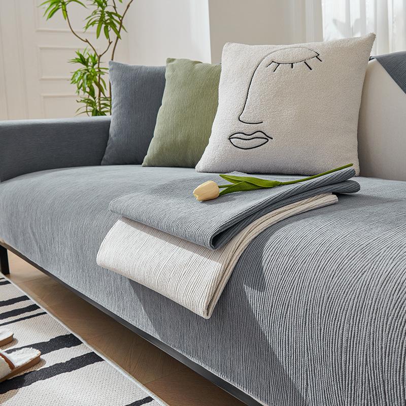 Solid Color Chenille Sofa Cushion Four Seasons Universal Non-Slip Mat Sofa Cover Slipcover