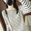 Autumn Spring O-neck Strip Women Sweater Curled Pullover Casual Knit Clothing Fashion Soft Bottoming Sweater Tops