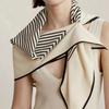 Nordic Style Tot Silk Double Crepe Square Scarf Niche Simple Black and White Striped Silk Scarf