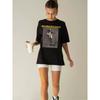 Fashion Wind Fashion Print round Neck Loose Short Sleeves Cotton T-shirt Loose Printed Cotton T-shirt