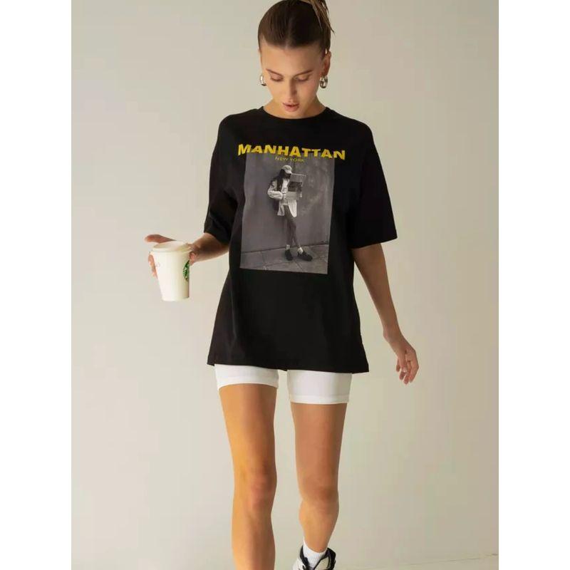 Fashion Wind Fashion Print round Neck Loose Short Sleeves Cotton T-shirt Loose Printed Cotton T-shirt