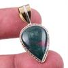 Natural Bloodstone Gemstone 925 Solid Sterling Silver TwoTone Pendant 1.25" C7q58