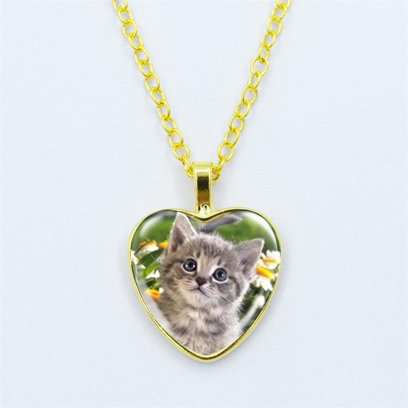 Cute Cat Heart Pendant Kawaii Necklace Jewelry