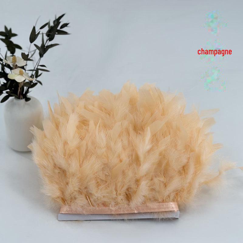 Red Lace Net Turkey Feather Strips for DIY Handmade Wedding Dance Costumes and Decorations