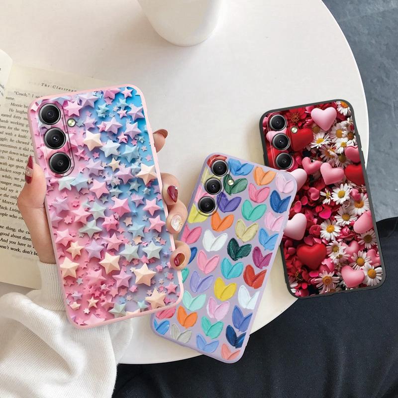 Милый чехол для телефона с цветком в виде сердца для iPhone Samsung S25 Ultra A55 S24 FE A16 Xiaomi Redmi Note14 13 Pro 14C Huawei Honor 200 Realme противоударный матовый чехол