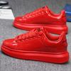 Fashion High Quality Lacquered Men's Shoes Black White Red Men's Shoes Couples Casual Sports Shoes Fashionable and Versatile Tennis