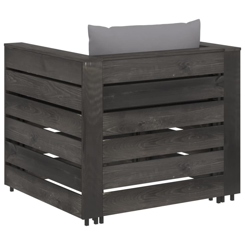2 Piece Garden Lounge Set with Cushions Grey Pressure Treated Wood