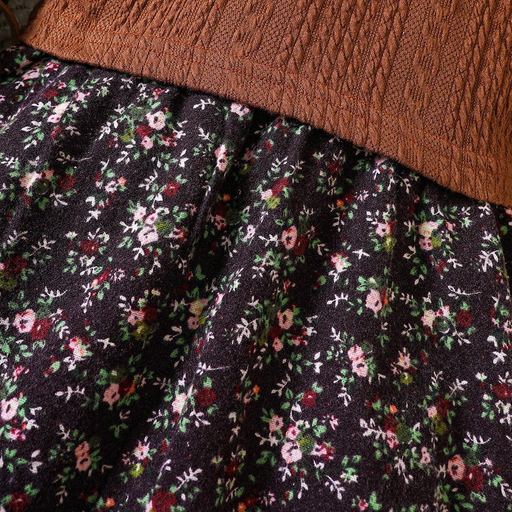 Детская одежда для девочек, весенне-осенняя одежда, цветочное платье, вязаный жилет, костюм, платья принцессы в стиле преппи