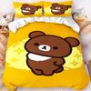 Rilakkuma Рожок для мороженого Мультяшный Комплект постельного белья Милый Принт с Медведем Пододеяльник Наволочка Мягкое Каваи Спальня Постельное белье