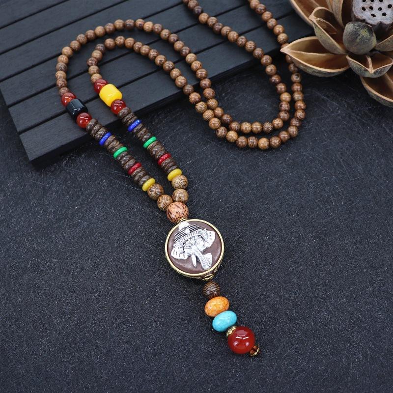 Nepalese Style Retro Long Necklace Men's and Women's Simple Tibetan Pendant Literary and Versatile Sweater Chain Accessories