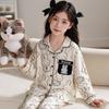 Girls Cotton Pajama Set Long Sleeve Hooded Cardigan Sleepwear Kids 8 Home Wear