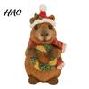 Small Resin Craft Christmas Capybara Figurine with Hat And Scarf, Cute Desk Decor Statue, Cartoon Animal Sculpture for Home Holiday Party Tabletop