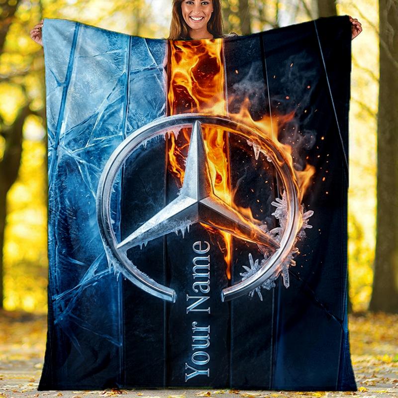 custom Name Text Fire Ice Theme blanket Soft Flannel Blanket Plush Throw Blanket Cozy Sofa Bed Blanket for Home Decor