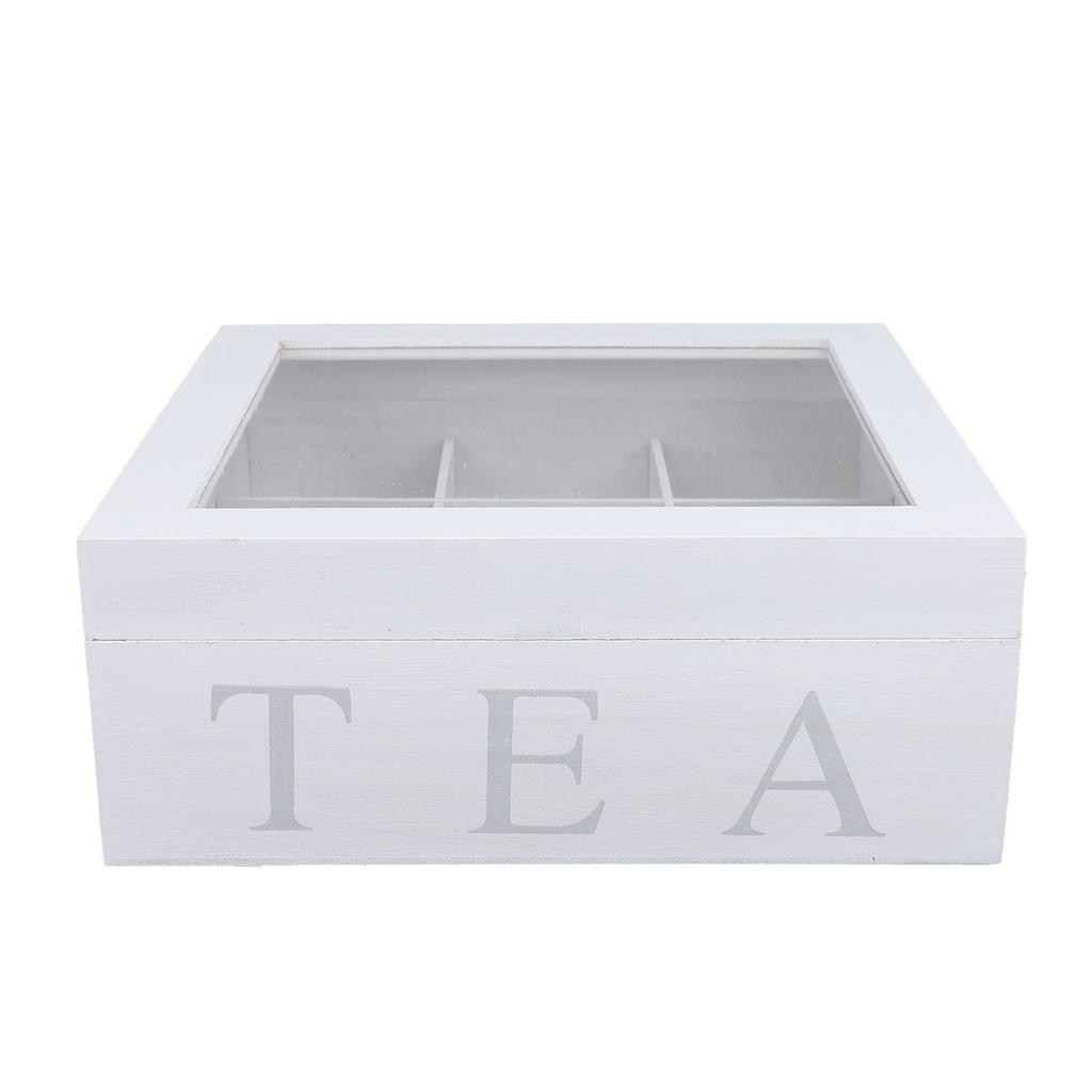 Wooden Tea Storage with Clear Acrylic Top Window 9 Compartments Eco Friendly Tea Bag Holder Multi Functional Storage Box