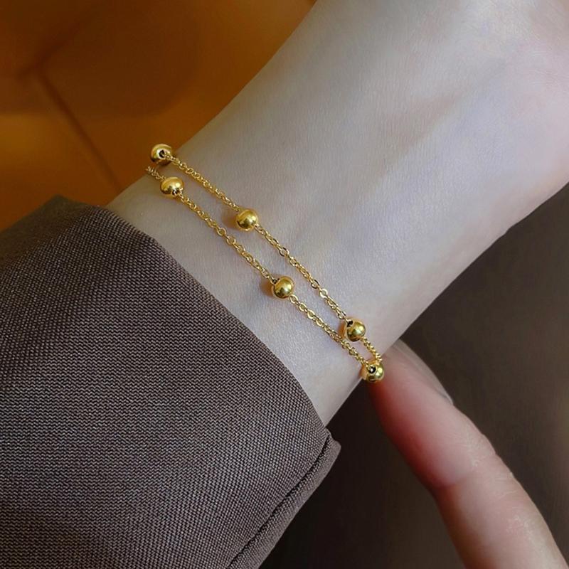 [HS]1Pc Titanium Steel Simple Ball Bracelet Women Colorfast Anti-fade Wristband Daily Wear Birthday Gift Fashion Fine Jewelry