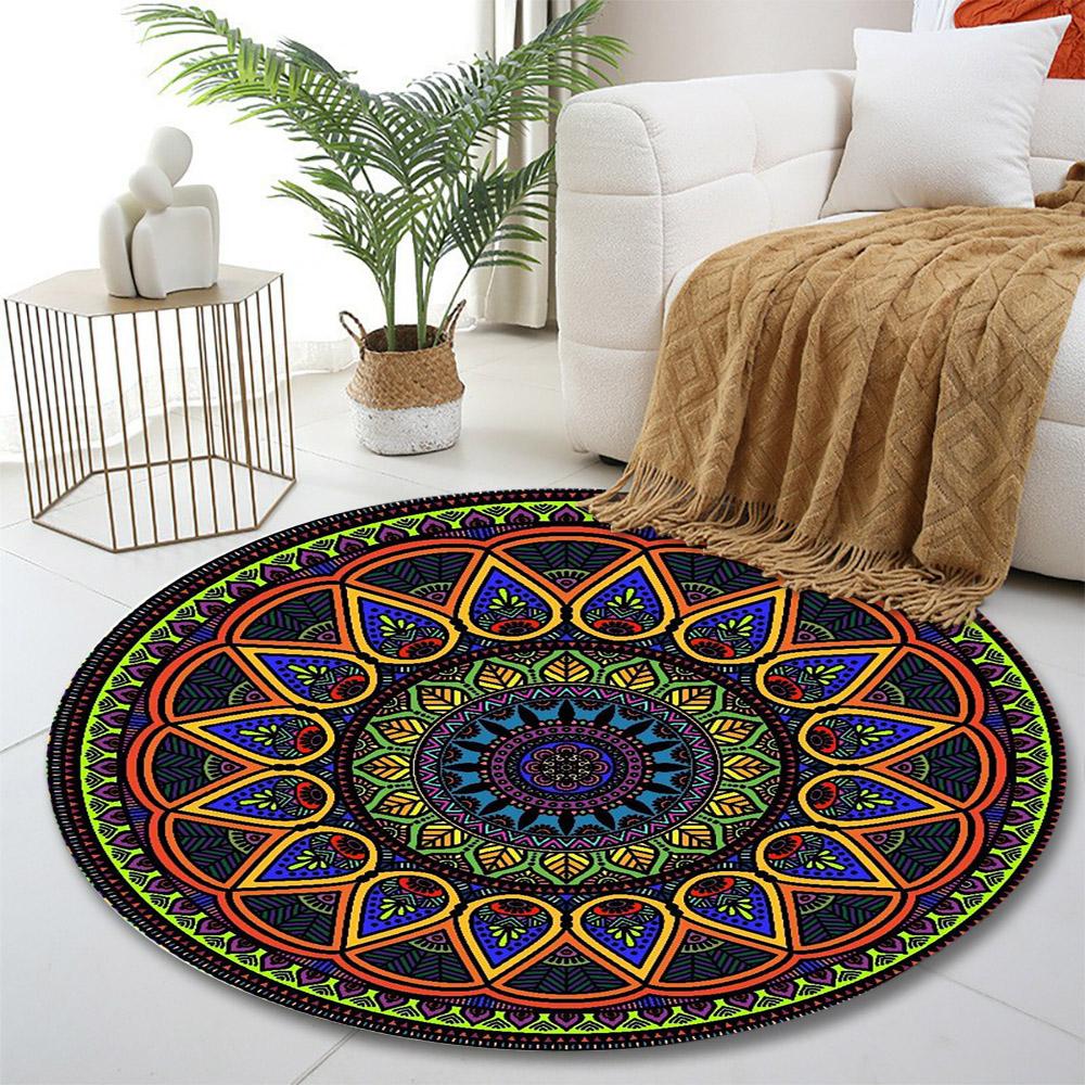 Colorful Mandala Round Pattern Rug Design Print round rug, living room, bedroom, playroom carpet, non slip floor mat, gift