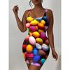 Womens Sleeveless Bodycon Midi Dress With 3D Print Breathable Lightweight Casual Office Wear