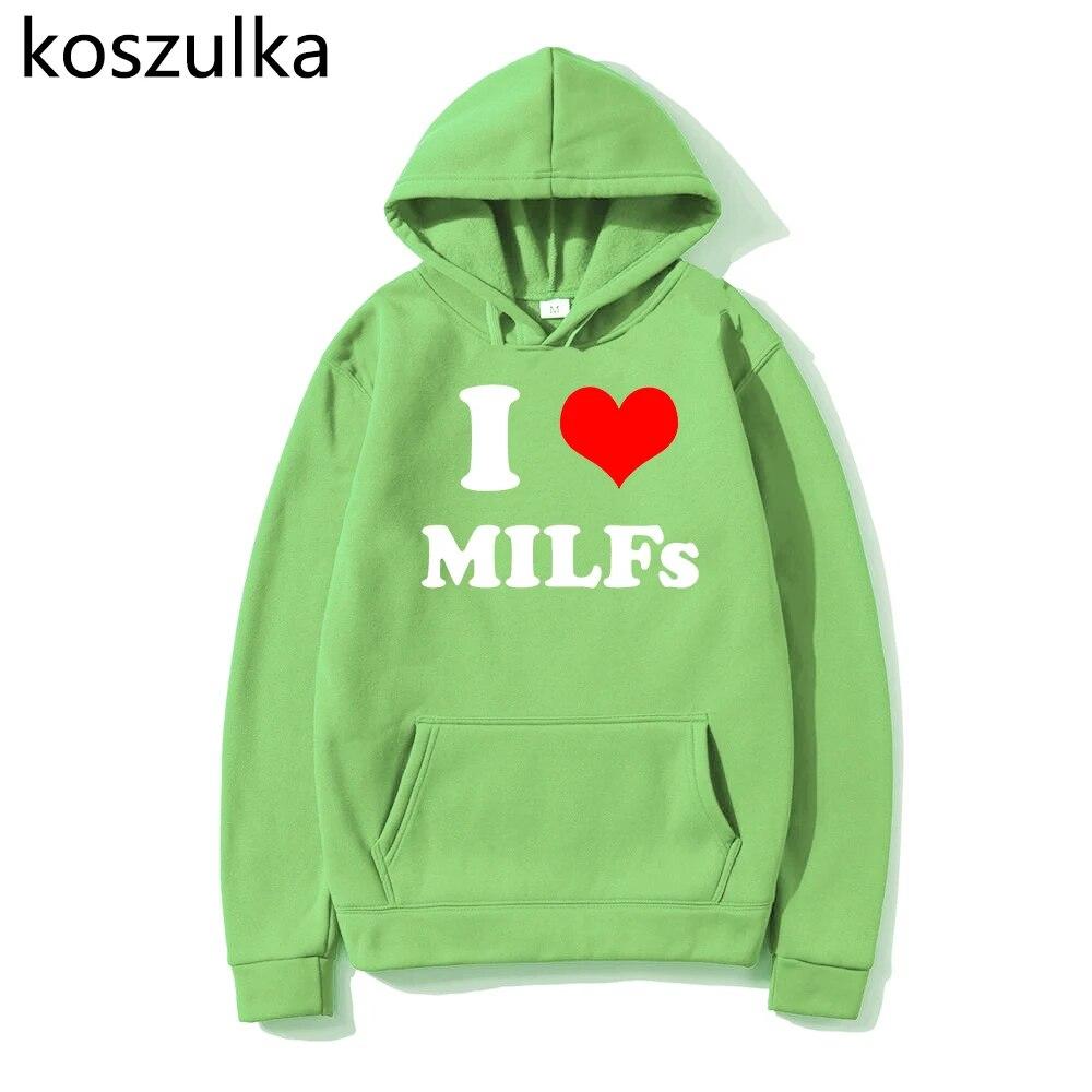 I Love MILFs Mothers Day Hoodies I Heart MILFs Husband Hoodie Harajuku Pullovers Spring/Autumn Unisex Unisexga Tops Unisex Clothing