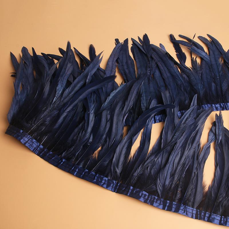 25-30cm Natural Rooster Feather Trim 1/2/5/10 Meter Fringe Ribbon for Carnival Costume Dress Sewing Party Decoration