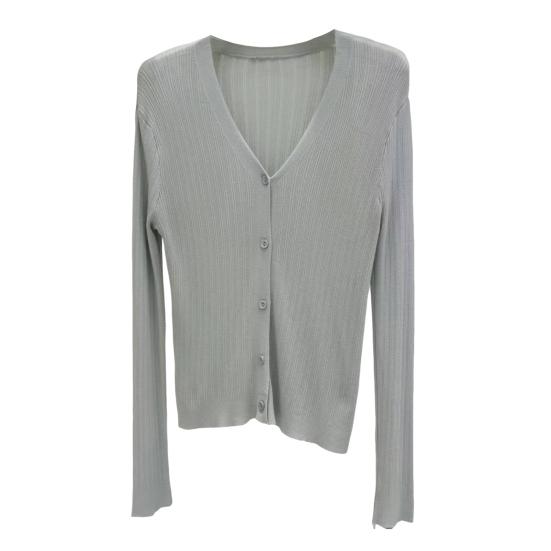 Женский кардиган Yousheng Sun Knit с длинным рукавом и V-образным вырезом на пуговицах, тонкое шелковое пальто, летний ребристый укороченный топ для активного отдыха, путешествий, работы, пляжа