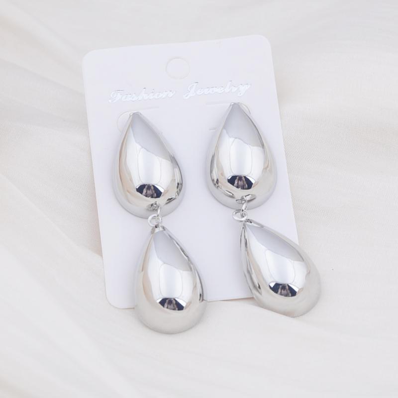 Серьги-капли Exaggerate Double Waterdrop Gold Color Metal Geometry для женщин Sweet Temperament Creative Jewelry Accessories