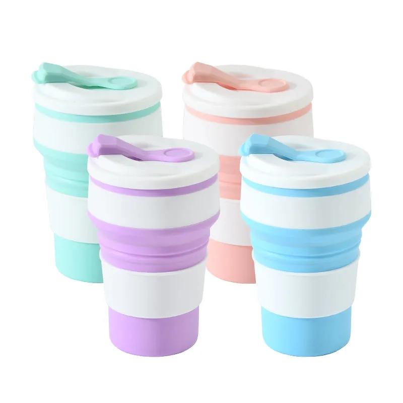 Портативная силиконовая складная чашка для путешествий на открытом воздухе, кофейная чашка, телескопическая чашка с защитой от падения, высокотемпературная чашка для воды