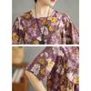 DIMANAF Women 2025 Summer Plus Size Vintage Printing Dress Loose Casual Dress Basic Floral Short Sleeve Long Dress