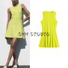 Summer New Product Women's Clothes Sexy Style Open Back Round Neck Sleeveless A- Line Wide Hem Knitting Short Sling Dress