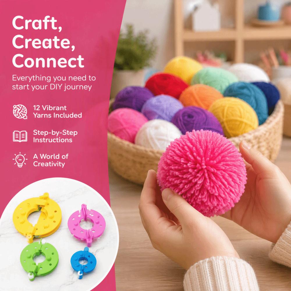 Pack of 8 Pompom Maker Kits Colorful Design Pompoms Maker Tool Fluff Ball Weaver DIY Handicraft