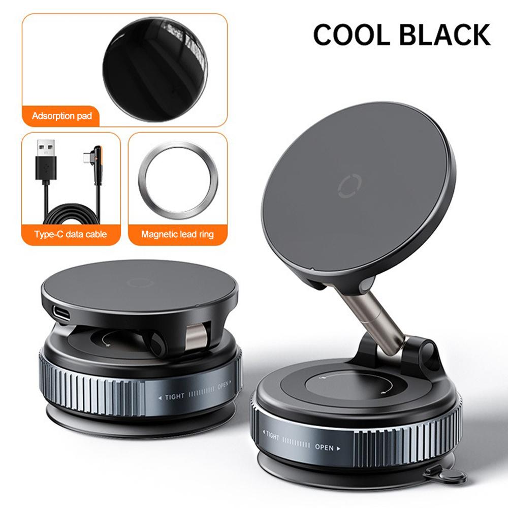 15W Wireless Charger Magnetic Car Phone Holder 360° Rotation Foldable Suction Cup Stand Call Navigation Phone Bracket