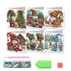 6 Pcs DIY Rhinestone Art Painting Cards Christmas Greeting Card Making Kit with Envelopes 5D Snowman Cat Deer Rhinestone
