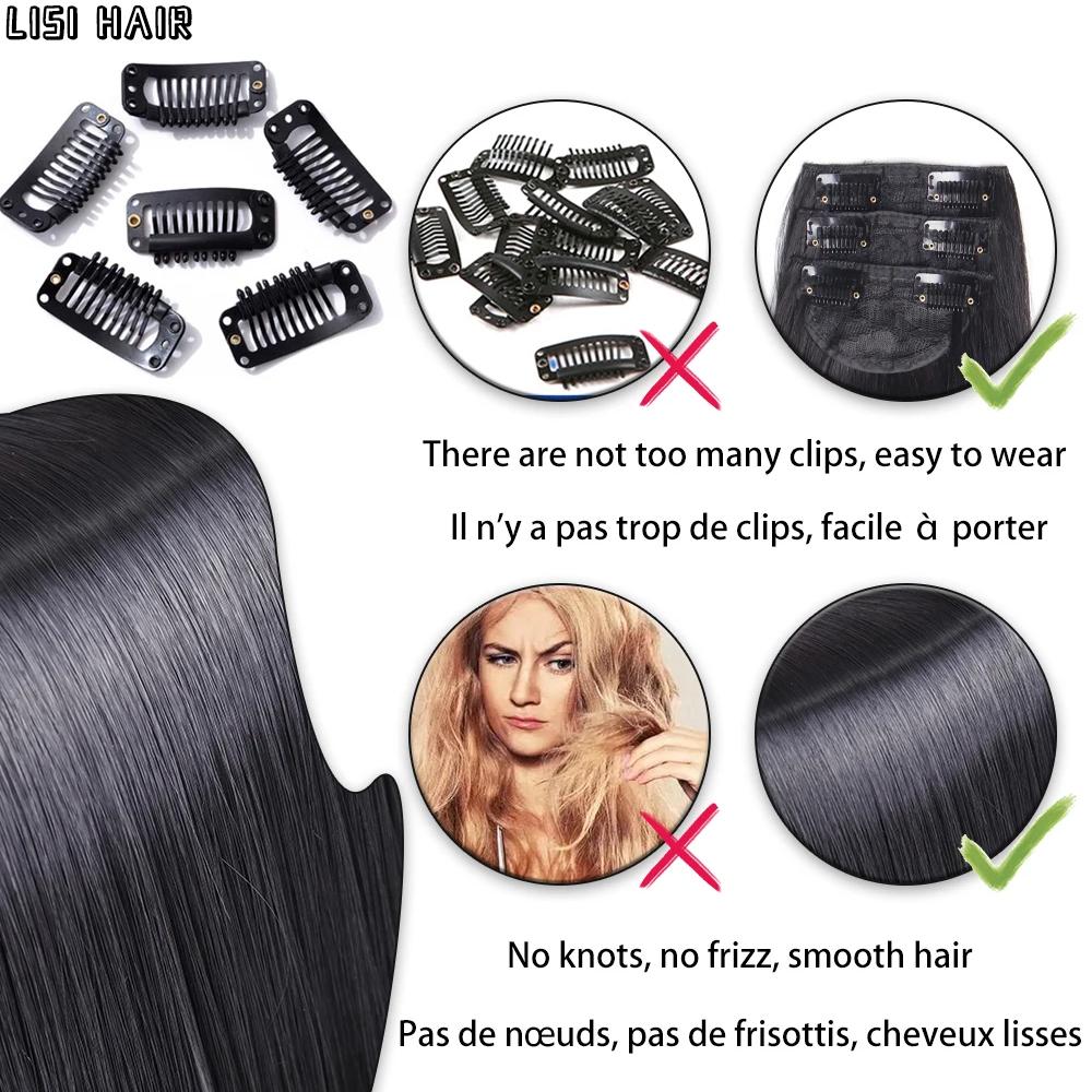 MISSQUEEN Синтетические длинные прямые 3 шт./компл., толстые накладные волосы на заколке, черные волосы для женщин, одежда для косплея