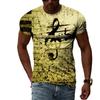 Summer Fashion Personality Musical Note Graphic T Shirts Trendly Men Retro Street Style 3D Printed Round Neck Short Sleeve Tees