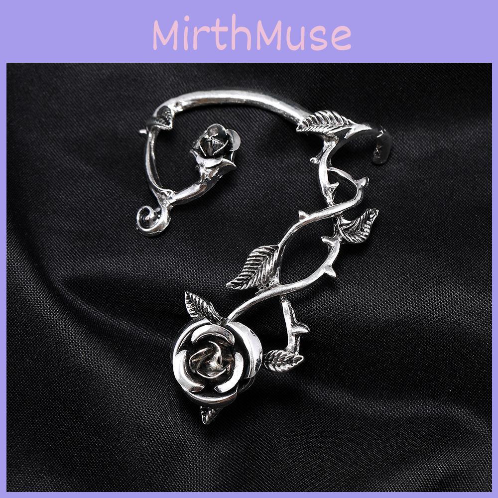 Dark Style Flower Ear Hooks Metallic Jewelry For Female Fashion