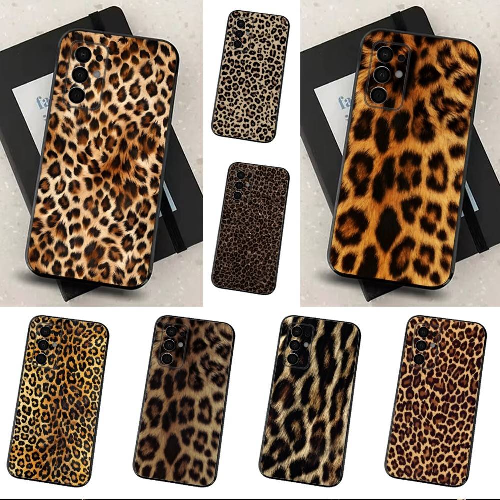 Fashion Art Leopard Print Phone For Samsung Galaxy A53,31,52,72,41,22,73,32,71,Note,J7,8,9,5G Soft Black Silicone Case