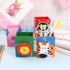 Cartoon Wooden Pen Holder Square Animal Desk