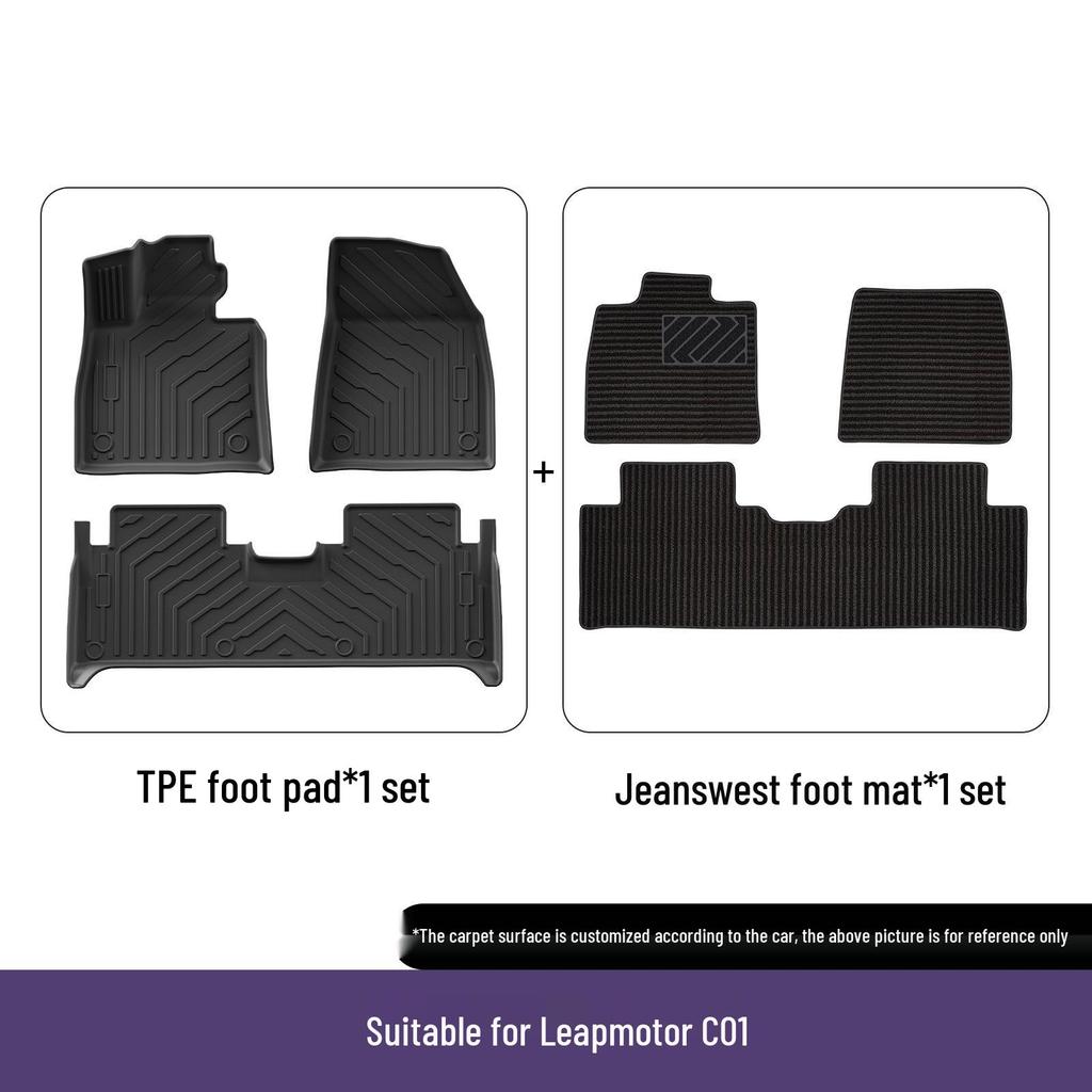 Водонепроницаемые TPE коврики для автомобиля Leapmotor C01: Накладки на ноги и коврик в задний багажник