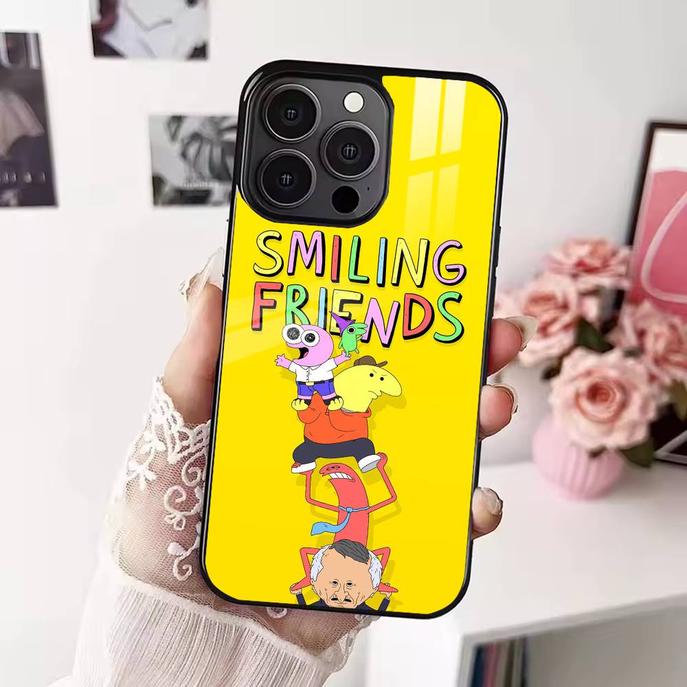 Мультяшный чехол для телефона S-Smiling friends Для iPhone 17 16 15 14 13 12 Pro Max Plus для Magsafe Зеркальный Беспроводной Магнитный Чехол