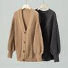 Autumn and Winter Women's Plus Size V-neck Sweater Loose Casual Lantern Sleeve Twist Knitted Cardigan