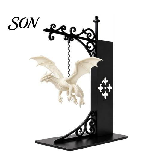 Heavy Duty Fantasy Book Holder Flying Dragon Bookshelf Light, Decorative Bookend Light for & Desk, Bookends Shelves Sculpture Support, Organizer Home