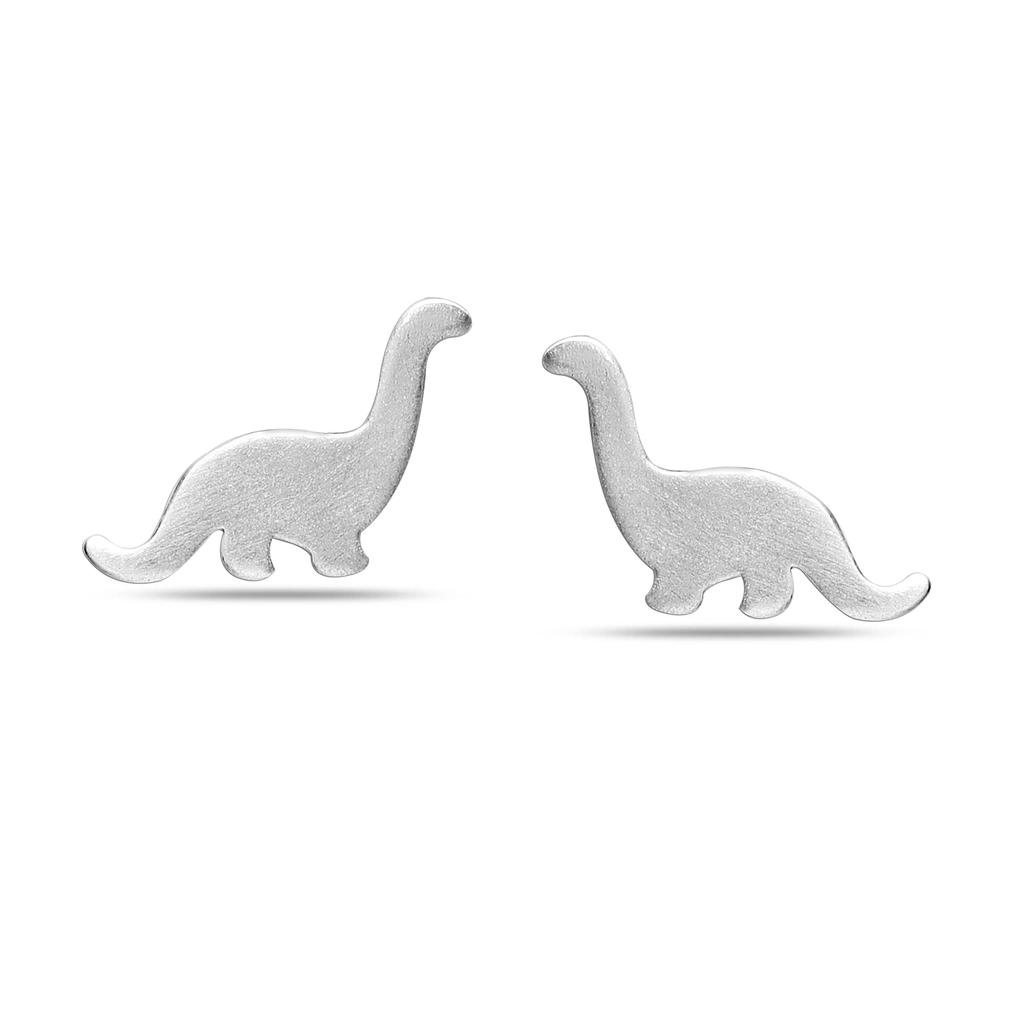 925 Sterling Silver Lightweight Small Dinosaur Design Stud Earrings