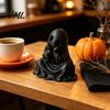 Compact Ghost Statue for Home 3D Printed Halloween Figurine, Cute Chin-Resting Spooky Desk Decor, White Black Figures Funny Ornament Party And