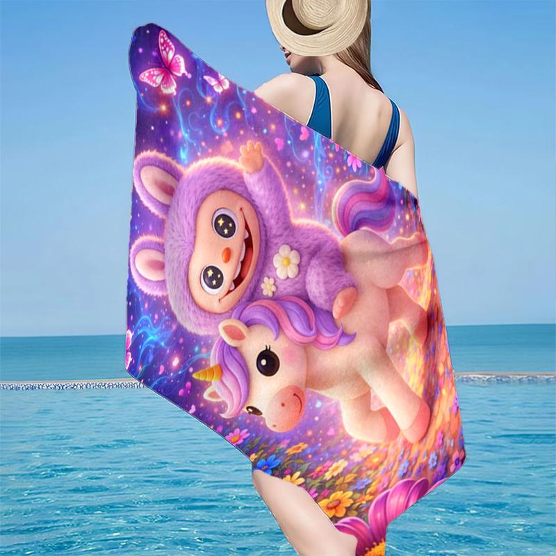 Fantasy Labu-bu Unicorn Journey Beach Towel, Super Soft Microfiber, Gift for Her/Him, Birthday, for Pool, Beach, Travel, Home Decor Fan gifts