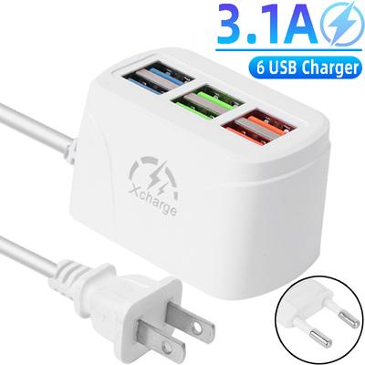 Многопортовый USB A настольный сетевой адаптер для быстрой зарядки 6 портов USB-концентратор Адаптеры питания переменного тока Удлинитель розетки Вилка ЕС/США