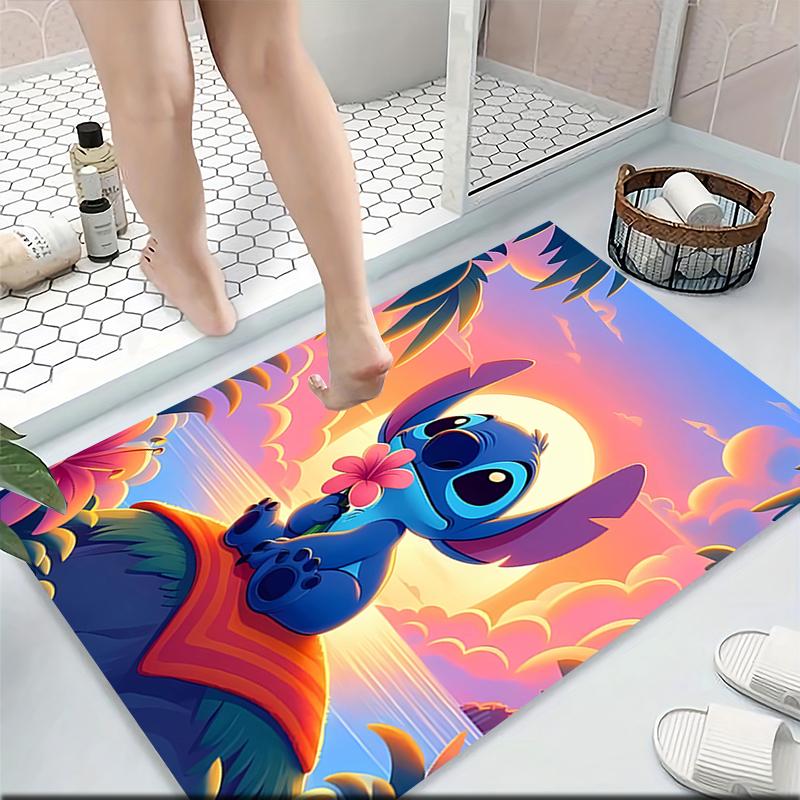 Stitch Sunset Adventure Carpet Rug Soft Washable Antislip Home Living Room Sofa Mats Personalized Christmas Rug