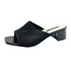 Medium Heel Cool Slippers Women's 20 Summer New Fly-woven Outer Wear One-word Fashion Women's Cool Slippers